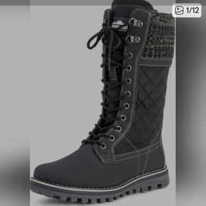 Polar Products Winter Snow Boots Women's Size 7 Black Quilted Lace Up Insulated.